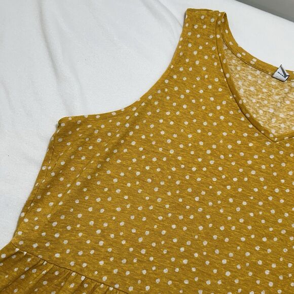 Old Navy Women's Plus Size 3X Yellow White Polka Dot V-Neck Linen Blend Tank Top - Picture 6 of 12